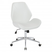 OSP Home Furnishings SB546SA-DU11 Chatsworth Office Chair in White Faux Leather with Chrome Base